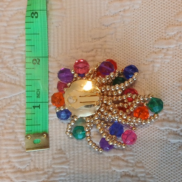 Vintage beaded clip on earrings colorful - Picture 9 of 10